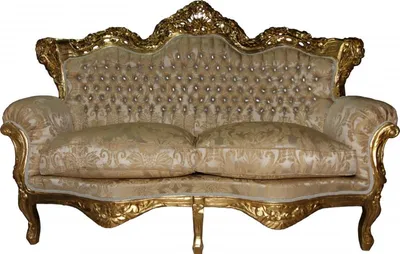 Produktbild von Casa Padrino Barock 2-er Sofa Master Creme Barock Muster/ Gold mit Bling Bling Glitzersteinen Mod3 - Wohnzimmer Couch Möbel Lounge