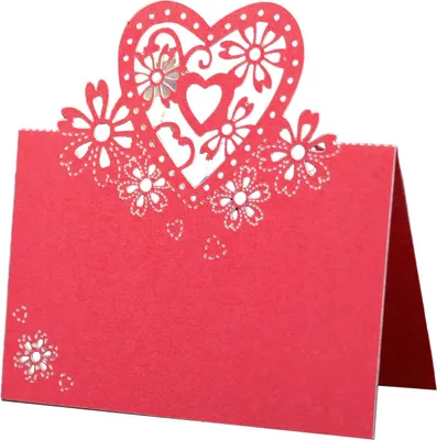 Image de 50 Packs de Cartes de Table 3D en forme de Cœur, Cartes de Table Coupées au Laser, Cartes de Table Noms Alimentaires, Cartes de Table Réception