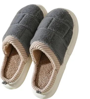 Produktbild von ASKSA Hausschuhe Winter Plueschweiche inter Hausschuhe Und Frauen Winter Im Innenhause Bequeme Hausschuhe  Uni Schuhe,Grau,Groesse: 42-43