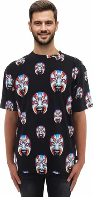 Image de Custo Barcelona T-shirt homme en coton noir masques S