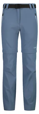 Zdjęcie produktu dla Spodnie damskie CMP Zip Off Stretch z paskiem i funkcją Dry Function, niebieskie 128