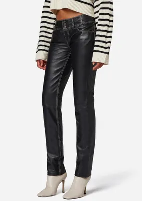 Produktbild von Damen Lederhose Lederjeans Ricano SKINNY – schwarz-helle-nähte / S