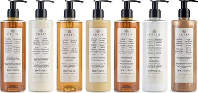 Produktbild von PRIJA: Spülung, Shampoo, Schaumbad, Feuchtigkeitscreme, Flüssigseife, Duschgel, Massagelotion 7x380ml