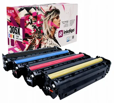 Produktbild von Inkdigo Tonerset CE410-413A für HP LaserJet Pro 300 Color M351A, 300 Color MFP M375nw, 400 Color M451dn, 400 Color M451dw – CMYK,, KI-generiertes Bild