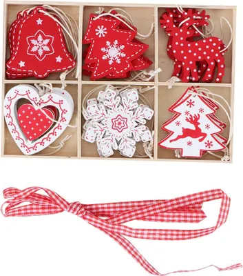 Immagine prodotto di 24pcs albero di Natale decorazione fai da te legno ornamento ciondolo regalo
