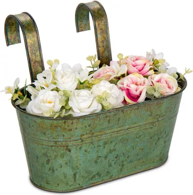 Image de Oairse Pots de fleurs suspendus, lot de 2, 27,5cm, acier galvanisé, design moderne