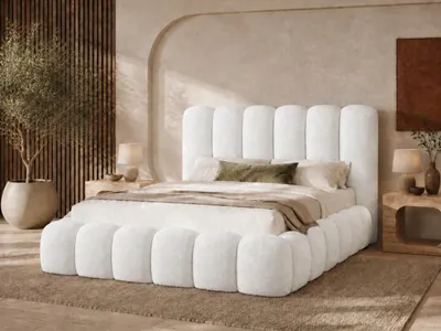 Produktbild von Emlar Polsterbett Mellow 160x200 cm - Bett mit Bettkasten & Lattenrost - Bouclé-Stoff - Doppelbett mit Stauraum Weiß (Quelle 01)