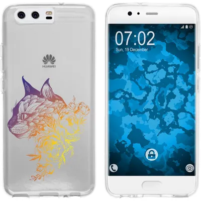 Produktbild von PhoneNatic Case kompatibel mit Huawei P10 Plus Silikon-Hülle Floral Katze M2-3