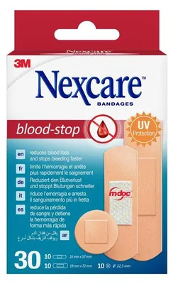 Obrázek produktu pro Nexcare krev zastavující náplastové proužky 3 velikosti smíšené 30 ks