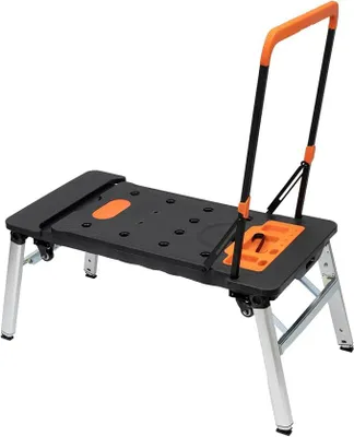 Imagen del producto de Banco de trabajo plegable 7 en 1, banco de trabajo portátil y móvil, con capacidad máxima de 250 kg, altura ajustable a 52 cm, mesa multifuncional con 4 ruedas, ideal para talleres, hogares y oficinas