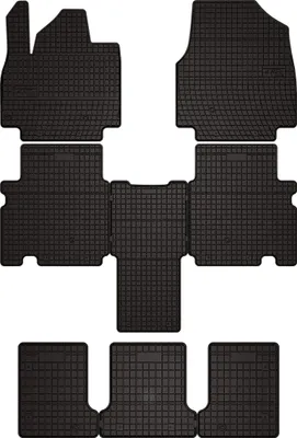 Image de Tapis de sol voiture en caoutchouc pour Kia EV9 (2023-, 7 personnes) Noir, lot de 7 pièces, fixations