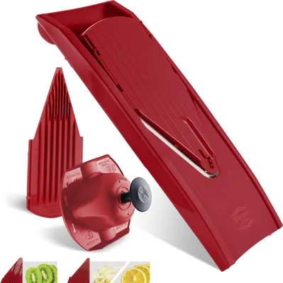 Obrázek produktu pro Börner V1 Basic Set Kráječ na zeleninu V-kráječ Kráječ na zeleninu Kráječ na mrkev Kuchyňské struhadlo Kráječ na zeleninu Kráječ na okurky, barva: červená