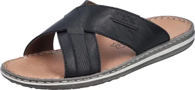 Produktbild von Rieker Herren Pantolette aus beschichtetem Leder mit Kreuzbandage 21082, Größe:42 EU, Farbe:Schwarz