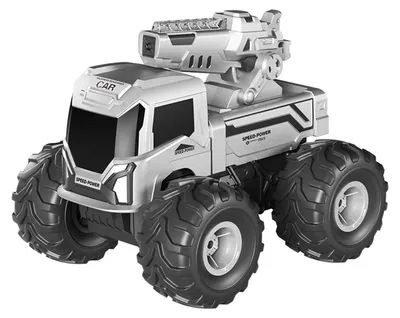 Produktbild von 2,4-GHz-RC-Offroad-Truck – Fernsteuerungsauto mit zwei Verwendungsmöglichkeiten, 360°-Drehung, Wheelie, Wassersprühfunktion und LED-Beleuchtung – Silber