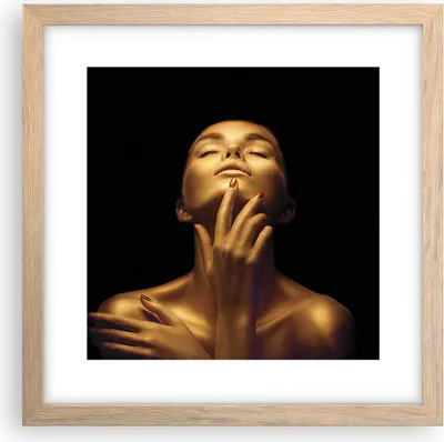 Produktbild von Gerahmtes Poster - Rahmen in heller Eiche - Gold Frau Stück - 30x30 cm - Wand Bild - Wanddeko - Wandbilder - Kunstposter - Wandposter - Bilderrahmen - Bilder - Kunstdruck - P2NAC30x30-4573