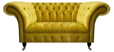 Produktbild von Moderne Chesterfield Sitzmöbel Gelber Zweisitzer Designer Stoffcouch