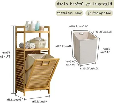 Produktbild von Bamboebadkamermeubel mit Waschbecken und 2 Schubladen - 40 x 30 x 95 cm - für Wohnzimmer Schlafzimmer