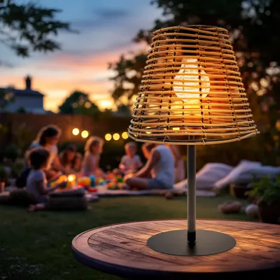 Produktbild von 3.07 Tisch Solarlampe mit Glühbirne - ca. 33 cm - Garten Deko Lampe in natur (Tischlampe / natur)
