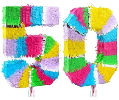 Produktbild von Piñata Zahl 50 für 50. Geburtstag oder Jubiläum, bunt pastell, 50 cm