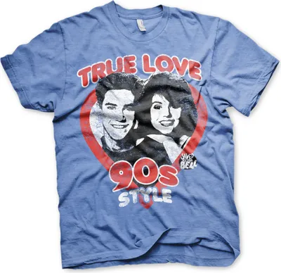 Produktbild von Saved By The Bell - True Love 90s Style T-Shirt - Small - Blue-Heather
