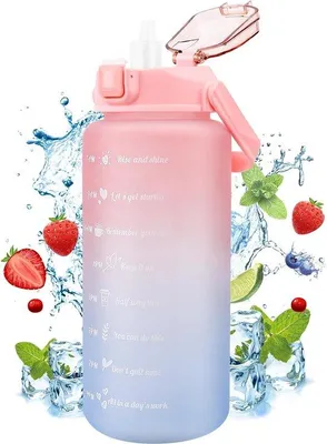 Produktbild von Famanu Trinkflasche 2 Liter - BPA-frei, auslaufsicher, mit Zeitmarkierung