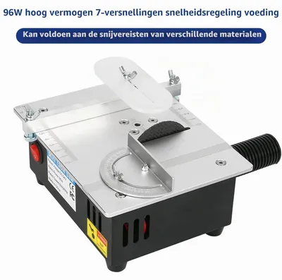 Imagen del producto de Sierra circular compacta - Sierra de mesa - 96W - 7 velocidades - Corte en inglete de 45° - Hoja de acero de alta velocidad - Para madera y metal