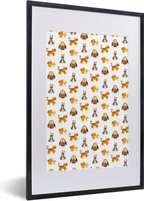 Produktbild von MuchoWow® MuchoWow® Gerahmtes Poster Tiere - Muster - Farben 40x60 cm - Poster mit zchwarzem Bilderrahmen - Poster in Rahmen