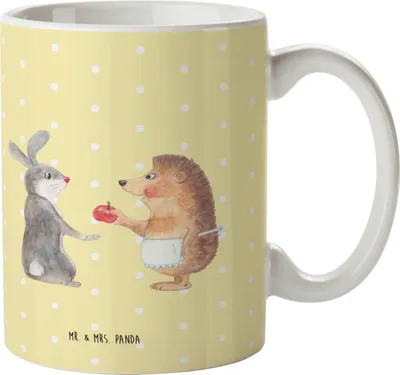 Produktbild von Mr. & Mrs. Panda Kindertasse Hase Igel - Gelb Pastell - Geschenk, und, Pott, Lustige Sprüche, Liebe Spruch, Trinklernbecher, Mehrwegbecher, Herzschmerz, Trösten, Haferl