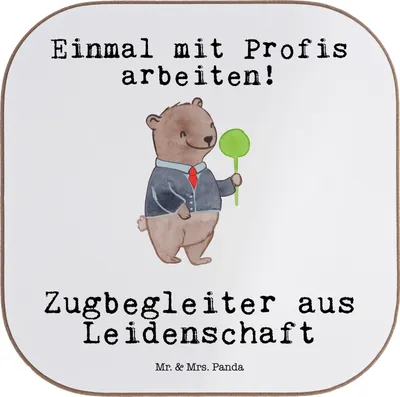 Produktbild von Mr. & Mrs. Panda Tassen Untersetzer Zugbegleiter Leidenschaft - Weiß - Geschenk, Tischuntersetzer, Getränkeuntersetzer, gläseruntersetzer, Tassenuntersetzer, Coaster