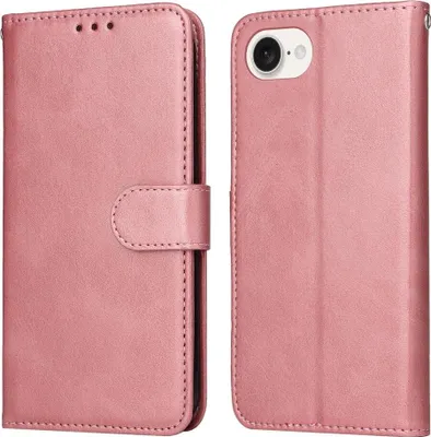 Produktbild von Mobigear Wallet iPhone 16e Hülle Klapphülle Geldbörse - Roségold