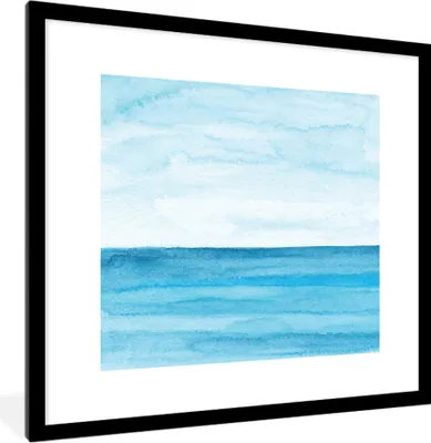 Produktbild von MuchoWow® MuchoWow® Gerahmtes Poster Meer - Aquarell - Blau 40x40 cm - Poster mit zchwarzem Bilderrahmen - Poster - Plakat im Rahmen