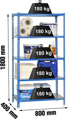 Produktbild von Metallregal SIMONCLICK MINI 5/400 BLAU/GALVA