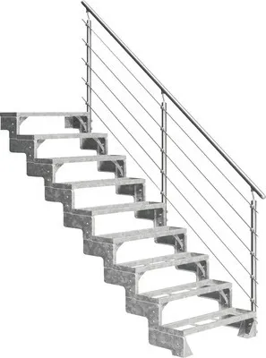 Produktbild von Aussentreppe Pertura Tallis mit Prova Geländer 9 Steigungen Einlegestufen 80 cm Metall
