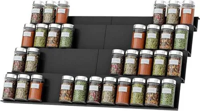 Image de Étagère à herbes pour tiroir Set de 8 - Organisateur extensible pour herbes avec 4 étages