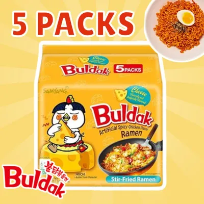 Produktbild von 5x Samyang Bildak Cheese Instant Nudeln – 5x130g, Cremiger Käse-Geschmack+ Heartforcards Versandschutz