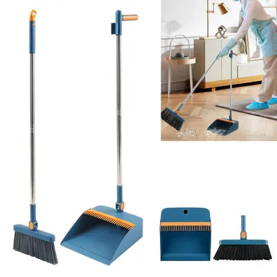 Productafbeelding van Stofzuigeraccessoires, veegschep, bezem met lange steel, complete schoonmaakset, set bestaande uit bezem en veegschep, bezem met bijbehorend veegschep, combiset