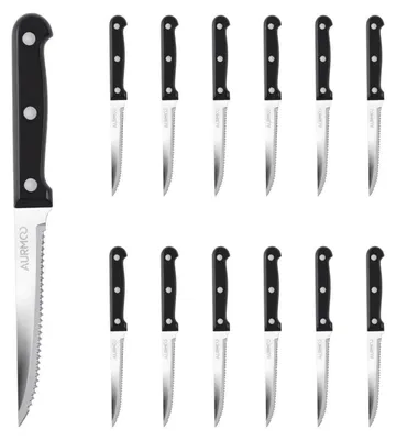 Productafbeelding van Steakmes set, 12-delig, scherpe lemmet, roestvrij staal, ergonomische handgreep