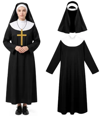 Produktbild von Nonnenkostüm Damen Halloween, Gruseliges Kostüm, Putfoka, Schwarz, Größe M