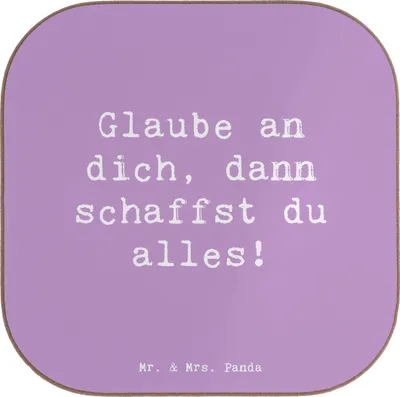 Produktbild von Mr. & Mrs. Panda Untersetzer für Gläser Spruch Angst überwinden - Lavendeltraum - Geschenk, Freiheit, Stärke, Coaster, Tischuntersetzer, Vertrauem, Lebenshilfe, Glas