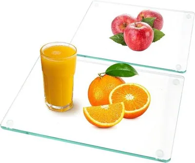Zdjęcie produktu dla Deski do krojenia ze szkła hartowanego - Szkło - 40 x 30 cm - Antypoślizgowe, o wysokiej wytrzymałości i twardości - Do kuchni