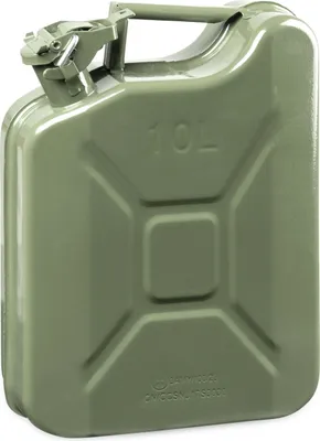 Produktbild von WALSER Benzinkanister Metall 10 Liter, Diesel Kanister Metall UN- mit Sicherheitsverschluss, Benzin Kanister, Kraftstoffkanister Metall, Benzinkanister aus Metall olivgrün 30x13x40,5 cm