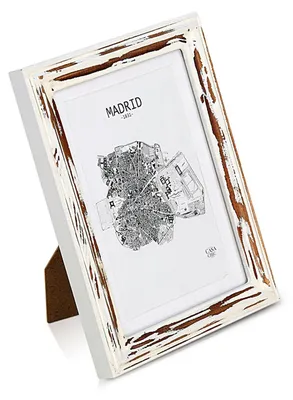 Produktbild von Antic by Casa Chic - Shabby Chic Bilderrahmen 13x18 cm - Glasfront - mit Passepartout für 10x15 Fotos - 2 cm Rahmenbreite - Echtholz - Braun Weiß