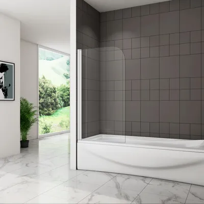 Produktbild von AICA Weiß Badewannenaufsatz 80cmx140cm Faltwand Badewannenfaltwand 6mm ESG-glas Duschwand Badewanne Duschabtrennung