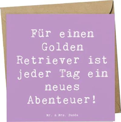 Produktbild von Mr. & Mrs. Panda Grußkarte Spruch Golden Retriever Abenteuer - Lavendeltraum - Geschenk, intelligenter Hund, Hunderassen Pflege, Hunde, Charakter, Familienhund, faltkarte