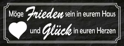 Produktbild von vianmo Holzschild 10x27 cm Frieden im Haus Glück in Herzen Spruch Zitat