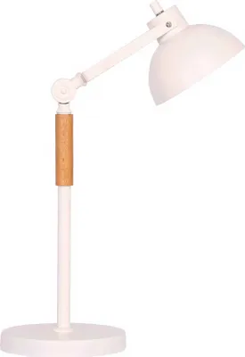 Produktbild von SalesFever Tischleuchte skandinavisch | verstellbarer Leuchtarm | Gestell Metall und Holz | B 18 x T 33 x H 43 cm | weiß - natur