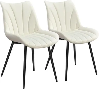 Imagen del producto de Juego de 2 sillas de comedor, sillas tapizadas para comedor con respaldo, ideales para salón, cocina o comedor, asiento de terciopelo, patas de metal, capacidad de carga de hasta 150 kg, color gris oscuro (2 unidades, beige)