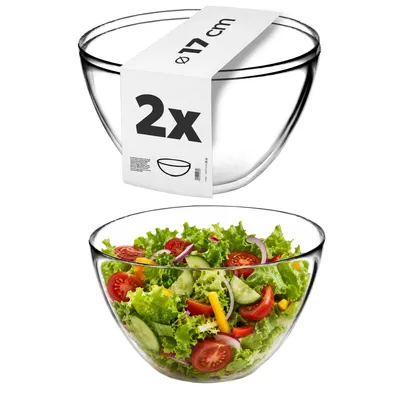 Zdjęcie produktu dla KADAX 2x miska Salaterka Szklana misa 17cm Do Sałatki Na Sałatkę Zestaw