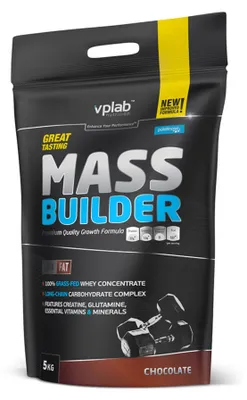 Produktbild von VPLab Mass Builder Molkenprotein 5 kg 50 Portionen Schokoladengeschmack mit Kreatin