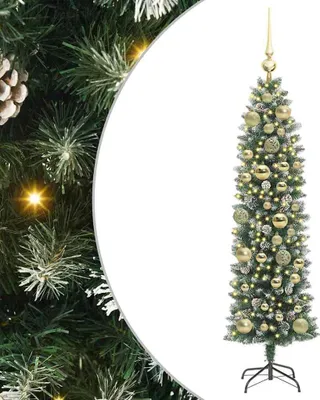 Produktbild von Künstlicher schlanker Weihnachtsbaum Grün und Weiß 120 cm